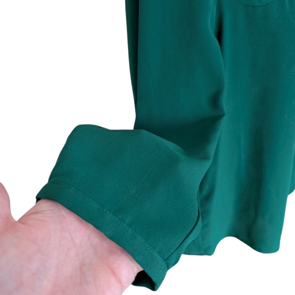 HD in Paris Anthropologie Dara Blouse Laser Cut Boho Twee Kelly Green Women 6 - Picture 7 of 13